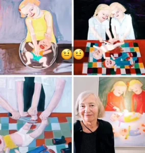 La peintre, graphiste et sculptrice suédoise Léna Brigitta Cronqvist Tunstrom expose ses tableaux dans les couloirs du Parlement Européen à Bruxelles