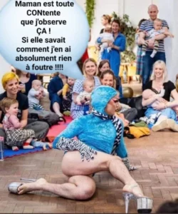 Danse suggestive d'un Trans devant bébés et parents