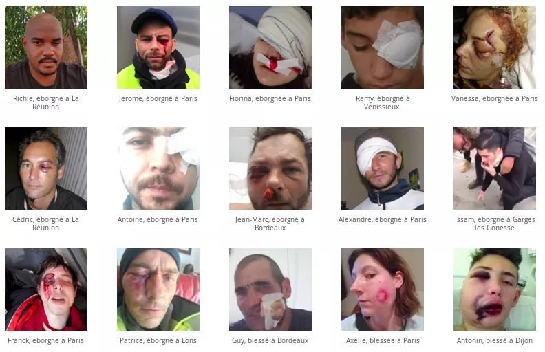 Mosaïque de GJ mutilés